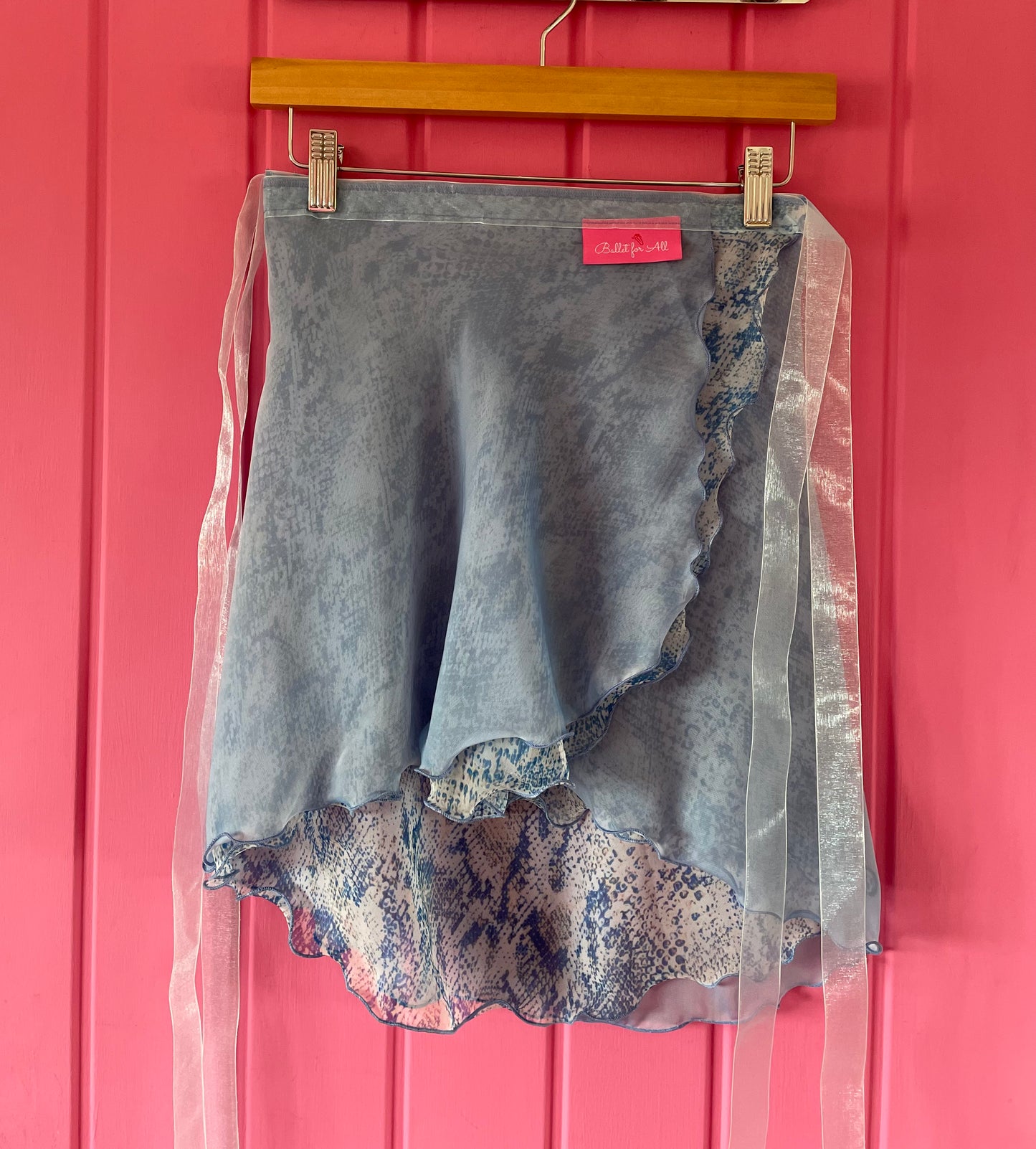 Blue Wave - Two layers Wrap ballet Skirt with printed fabric