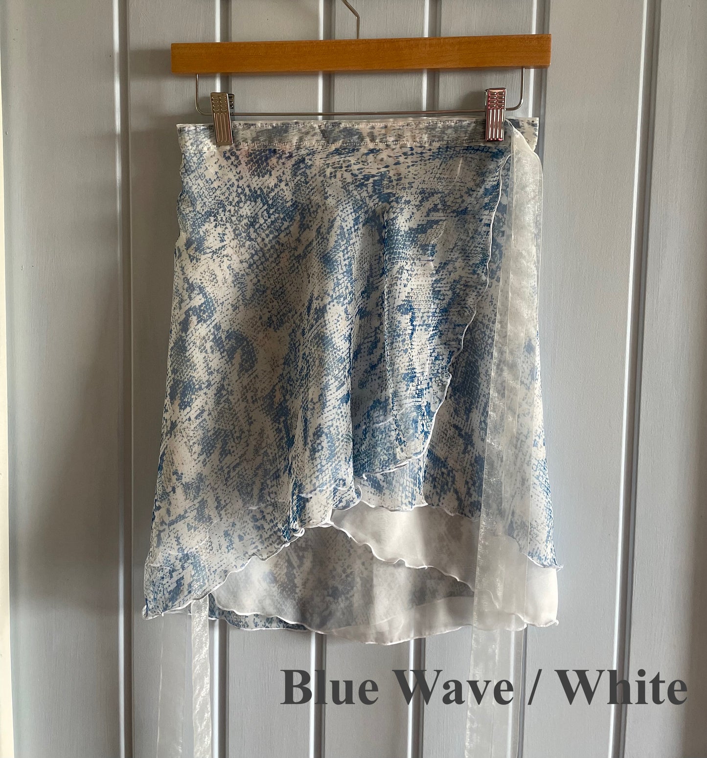 Blue Wave - Two layers Wrap ballet Skirt with printed fabric
