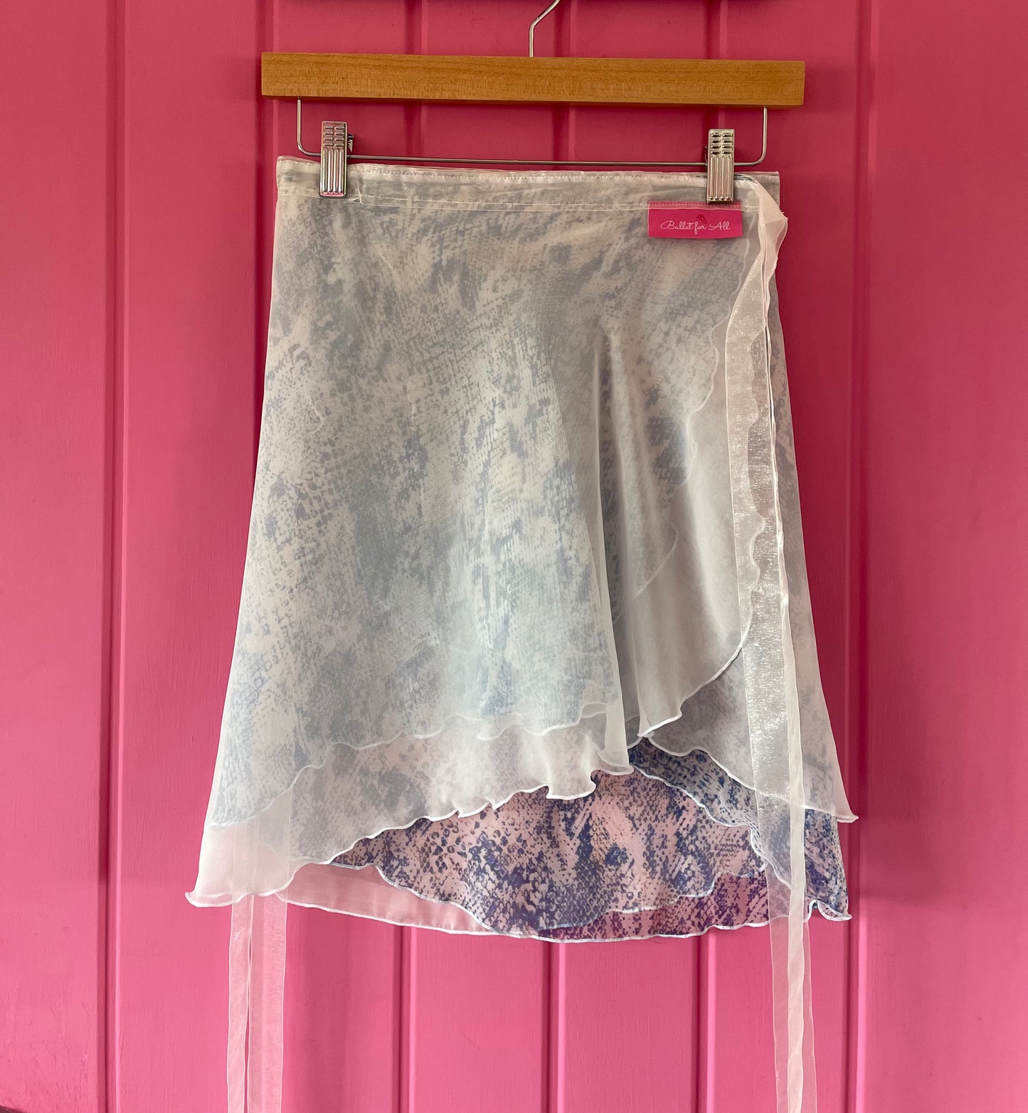 Blue Wave - Two layers Wrap ballet Skirt with printed fabric