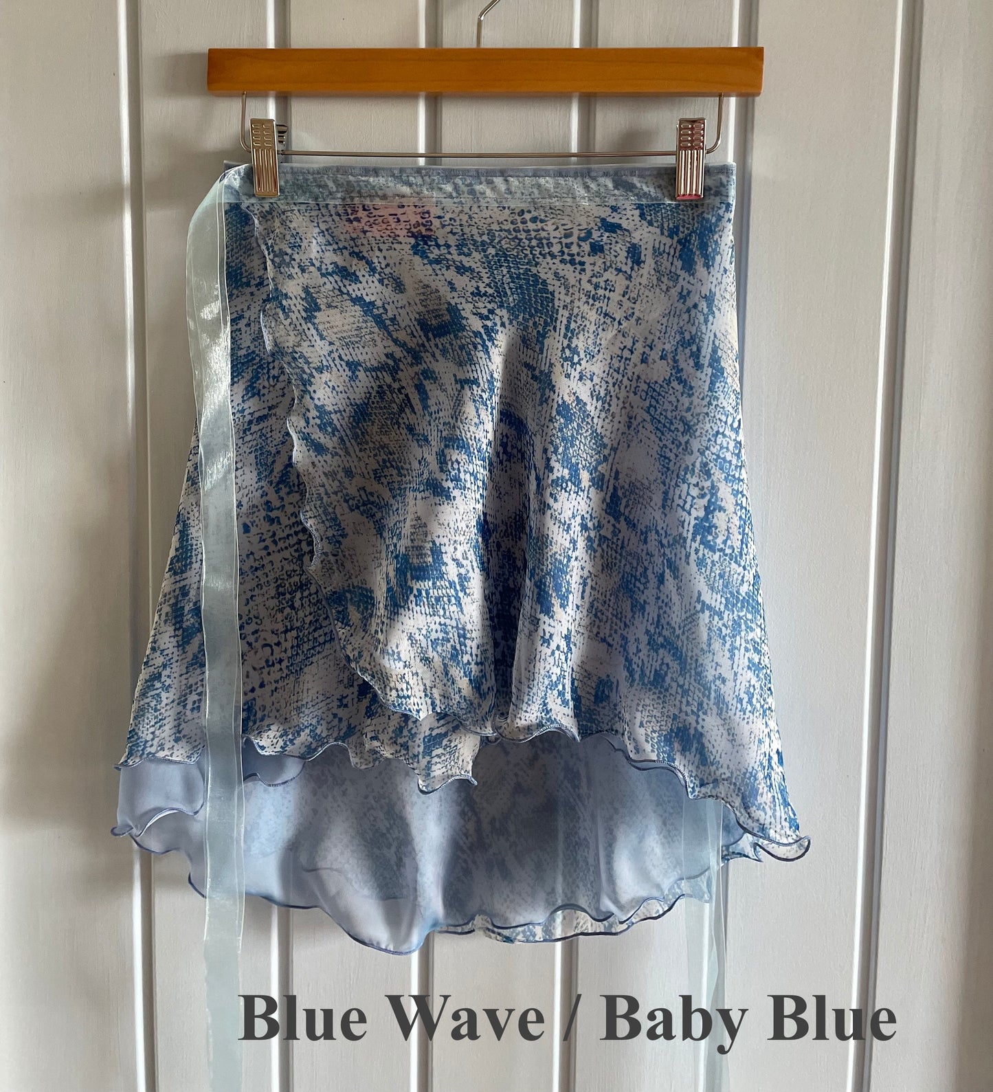Blue Wave - Two layers Wrap ballet Skirt with printed fabric
