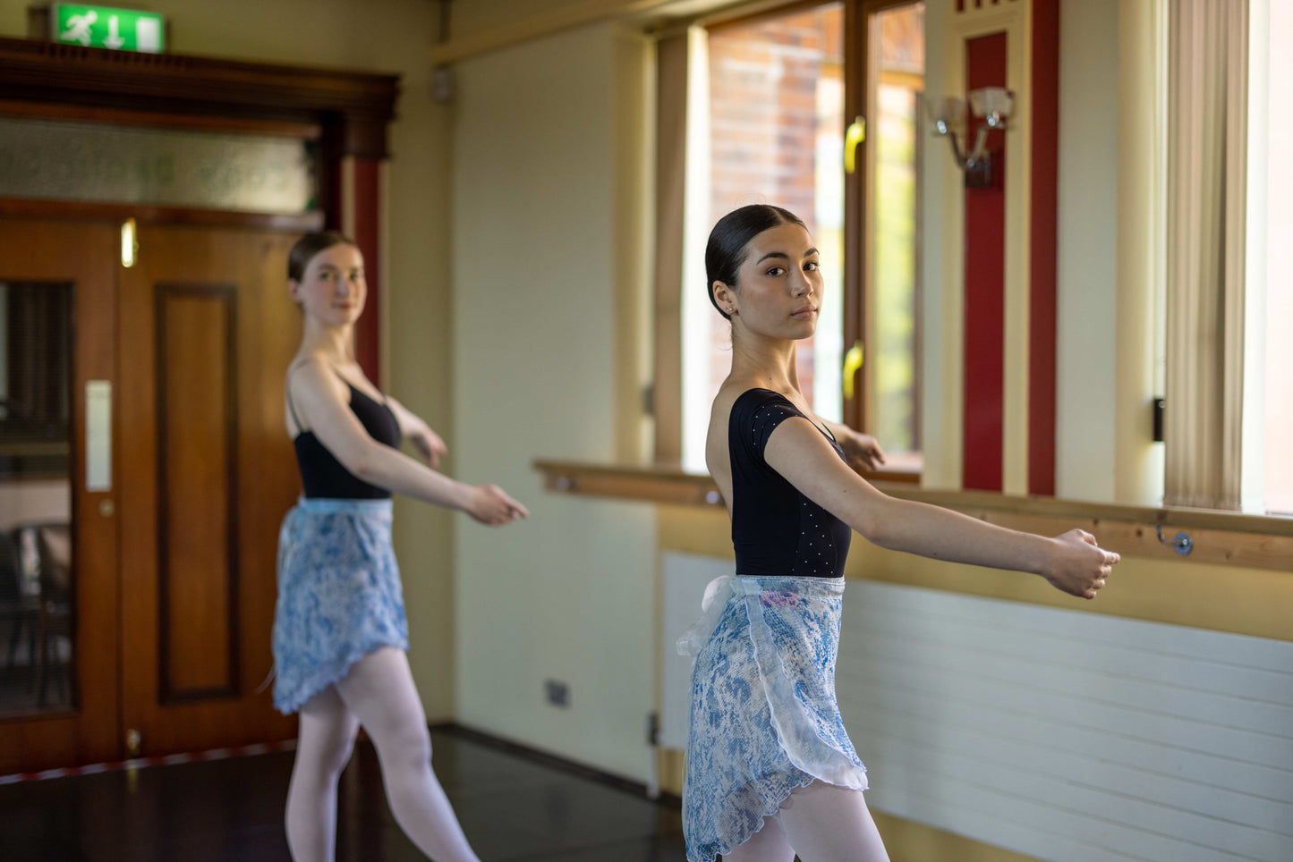 Blue Wave - Two layers Wrap ballet Skirt with printed fabric